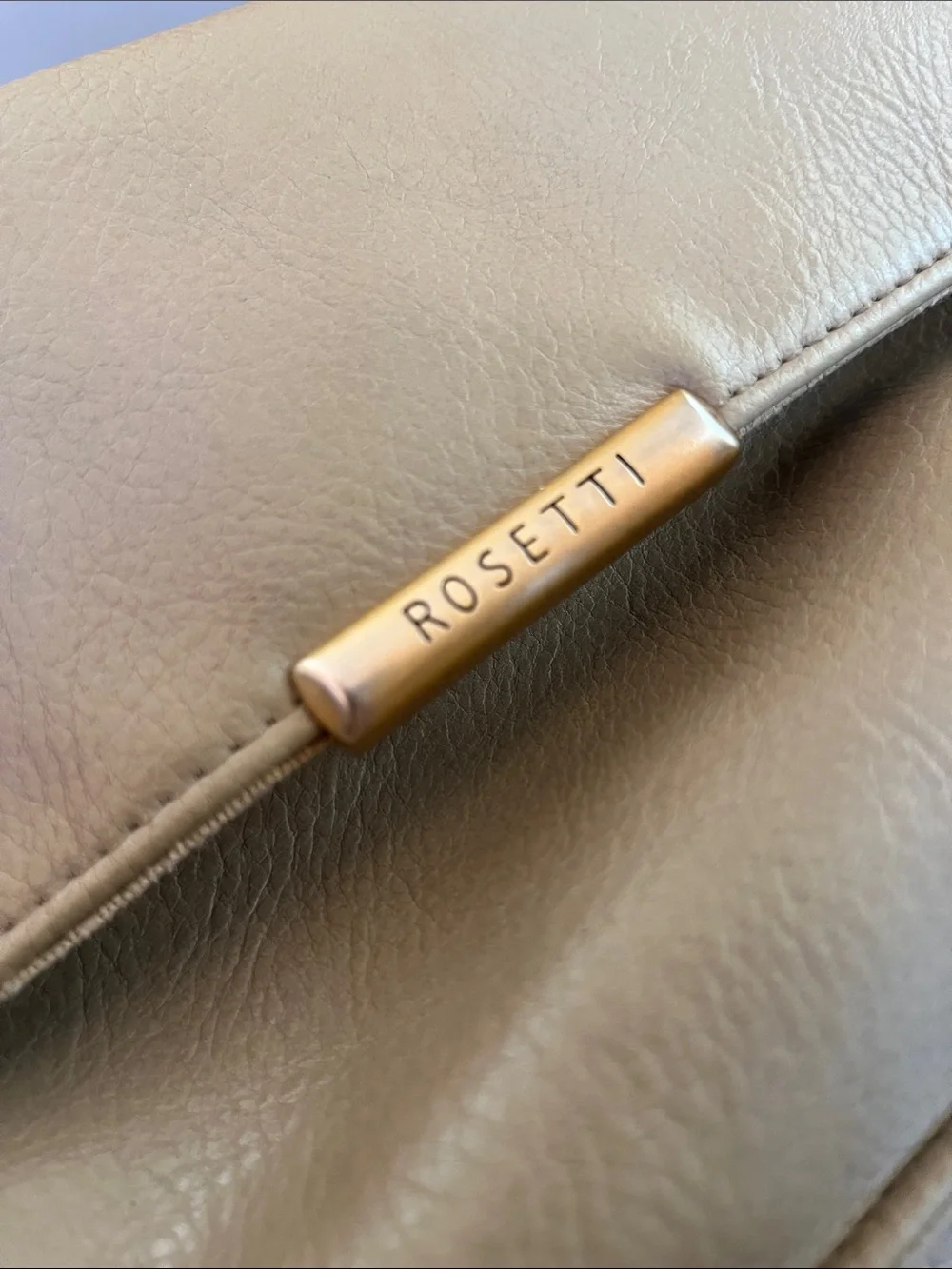 Rosetti Beige Crossbody Bag with Gold Hardware